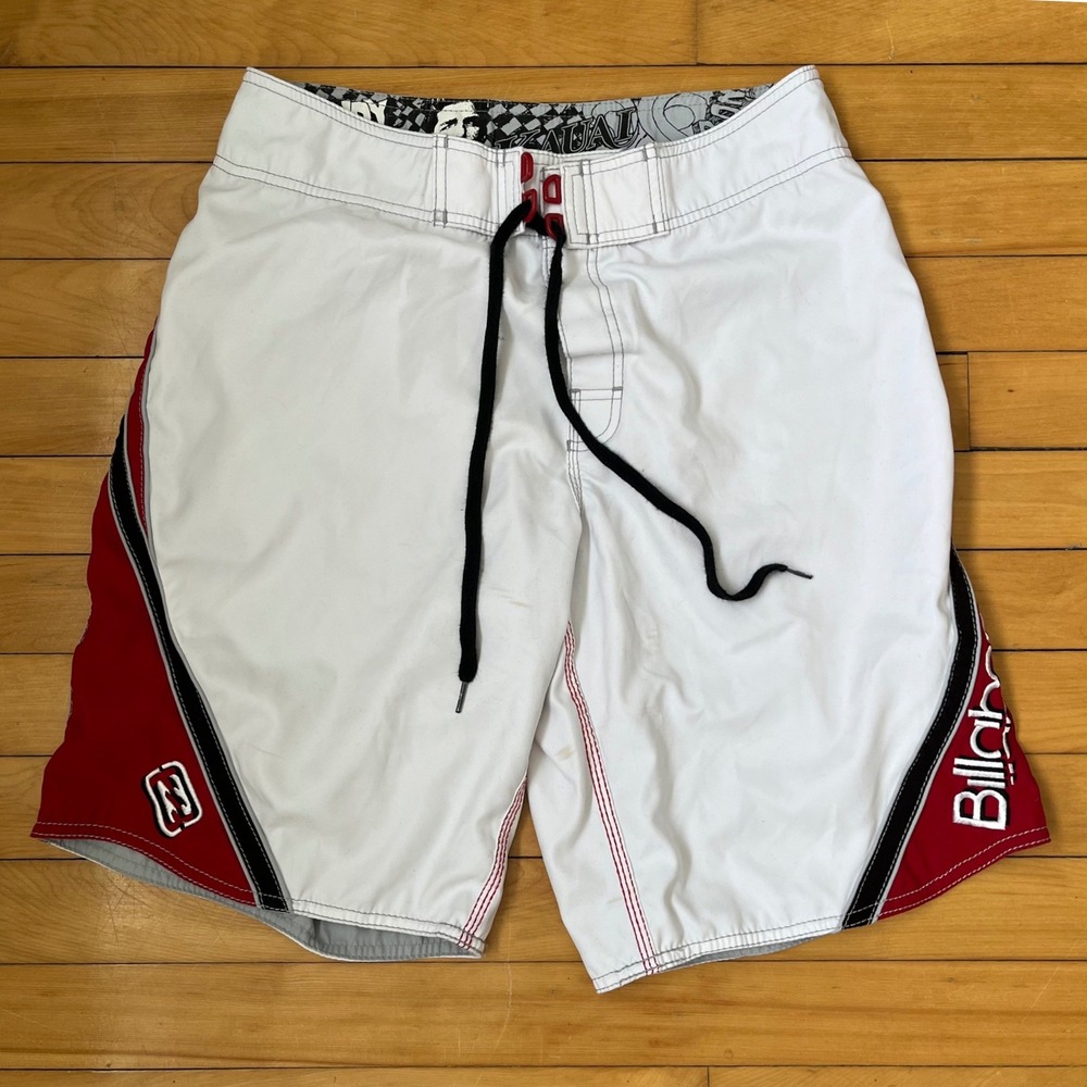 Billabong Andy Irons Signature Board Shorts White Red Black Mens Size 32 M136L